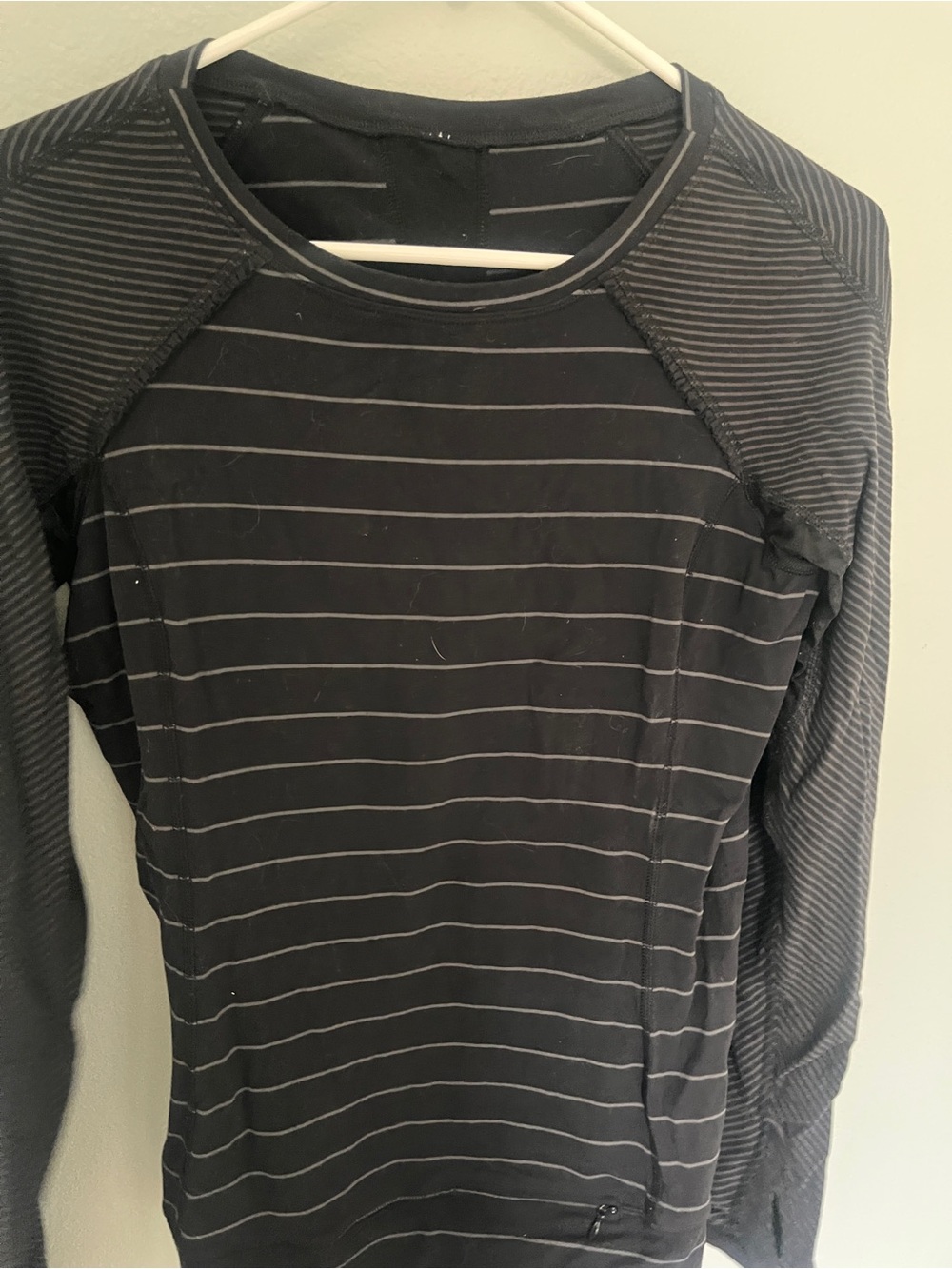 Lululemon Black Striped Long Sleeve Athletic Top